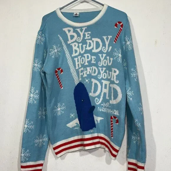 Elf Narwhal Sweater Bye Buddy Narwhal Elf Funny Christmas Holiday